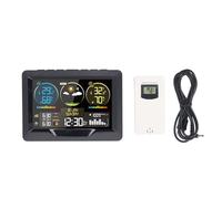 Station météo professionnelle avec affichage couleur, thermomètre et hygromètre intérieur et extérieur avec prévision, réveil, heure du coucher du soleil, pour la maison, le