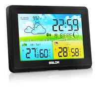 Station météo radio avec capteur extérieur, température intérieure et extérieure/humidité de l'air, station météo sans fil avec prévisions météorologiques, baromètre et phase de la lune, écran couleur