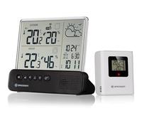 Station météo radio Bresser avec capteur extérieur écran transparent température humidité réveil