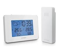 Avidsen Station Météo Sans Fil, Thermomètre Intérieur Extérieur avec Sonde, Hygromètre, Prévisions Météorologiques, Horloge Radio Pilotée, Fonction Réveil, Rétroéclairage Bleu, 60m de Portée, Blanc