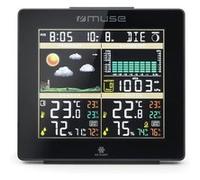 Muse Station météo M-085 WS – Baromètre, pression absolue/relative, réveil, noir