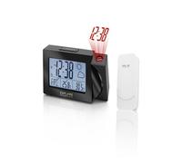 Explore Scientific RPW3008, Horloge de Projection avec Heure radiocommandée et prévisions météo, Double Alarme, Port USB pour recharger Le téléphone, capteur de température Interne Inclus, Noir