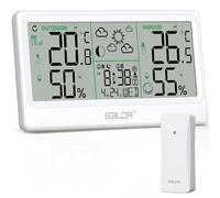 Station Météo Sans Fil, 8,5'' Thermomètre Hygromètre Baromètre Intérieur Extérieur 12 Phases Lunaires Horloge Atomique Prévisions Météo Horloge Digitale Alarme Répétition Affichage Heure Date et Jour