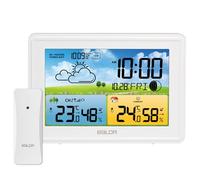 Station météo sans Fil avec 1 Capteurs Intérieure Extérieure, Thermomètre Hygromètre Baromètre LED Ecran Rétro-éclairage Horloge Numérique Alarme et Snooze Affichage (Blanc)