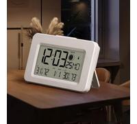 Station météo sans fil avec affichage haute définition, thermomètre et hygromètre d'intérieur et d'extérieur, heure radio contrôlée WWVB (blanc)