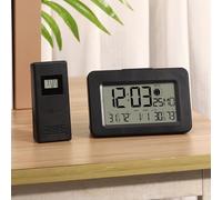 Station météo sans fil avec affichage haute définition, thermomètre et hygromètre d'intérieur et d'extérieur, heure radio contrôlée WWVB (noir)