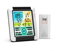 Station météo sans fil avec capteur extérieur, écran tactile LCD couleur écran météo, compteur de température et d'humidité sans fil