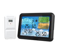 Station météo sans fil avec capteur extérieur WiFi, température intérieure et extérieure - Pression atmosphérique / baromètre - Humidité - Prévisions de 3 jours avec application - Éclairage à