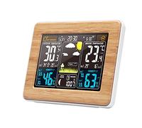 Station Météo Sans Fil avec Capteurs Intérieur Extérieur, Thermomètre Intérieur et Extérieur Avec Temps, Réveil Numérique Sans Fil DCF avec Heure, Date, Humidité, Baromètre, Thermomètre Multifonction