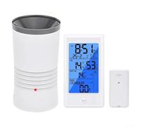Station météo sans fil avec pluviomètre et capteur d'humidité de la température, horloge numérique, alarme, calendrier, affichage rétroéclairé pour la maison, le jardin et l'extérieur