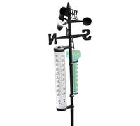 Station météo sans Fil avec Support Rotatif 55'' Station météo Facile à Installer avec pluviomètre, thermomètre météo et girouette pour Mesure de Jardin Girouette météo thermomètre pluviomètre W