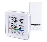 GreenBlue Station météo sans fil GB169 – Temp. int./ext., Humidité, Horloge/Alarme, LCD, Portée 60 m