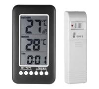 Station météo sans fil intérieur extérieur, thermomètre digital avec capteur distant, affichage températures max/min, format 12/24h, °C/°F, compact pour maison bureau