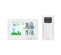 Station météo sans fil LCD écran couleur intérieur extérieur thermomètre et hygromètre avec rétroéclairage tactile et prévisions météo (blanc)