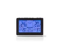 Station météo sans fil NEDIS WEST400BK écran LCD 3 panneaux rétroéclairé bleu capteur 433 MHz Noir/Argent