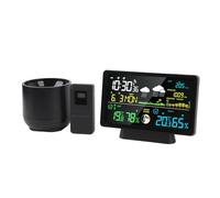 Station Météo sans Fil pour Intérieur et Extérieur, Thermomètre Numérique à Affichage Couleur avec Pluviomètre, Stations Météo Domestiques de 19,1 Cm avec Horloge Météo (Prise UE