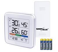 GreenBlue Station météo sans fil GB169 - Thermo/Hygro Int/Ext, Horloge, Alarme