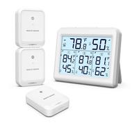 Station Météo Sans Fil, Thermomètre Hygromètre Numérique d'Intérieur Extérieur, Thermomètre de Réfrigérateur avec 3 Capteurs