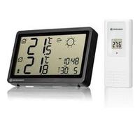 Bresser Meteo Temp HZ Station météo sans fil avec mesure précise de la température intérieure et extérieure et prévisions météorologiques, Noir