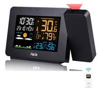 Station Météo Thermomètre Hygromètre sans Fil avec capteur, Horloge météo à Projection, thermomètre intérieur/extérieur