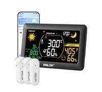 Station météo Wi-Fi avec application, écran couleur 7,5 pouces, station météo sans fil avec 3 capteurs sans fil, station météo intérieure et extérieure sans fil avec prévisions internet en temps réel