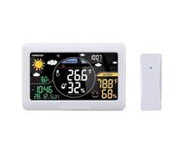 Station météo WiFi sans Fil pour intérieur et extérieur, thermomètre Mural, réveil, Pression, Moniteur de prévisions en Temps réel, Blanc, 3 capteurs