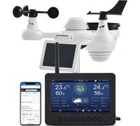 Station météo WLAN 7-en-1 - Écran TFT 186mm - Capteur extérieur sans fil - Station météo IPX6 pour l'intérieur et l'extérieur - Données météo précises en temps réel