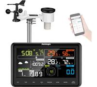 Station Météorologique Professionnelle sans Fil Sainlogic avec Capteur Extérieur Alimenté par Énergie Solaire, Pluviomètre, Prévisions Météorologiques, Anémomètre, Écran Couleur, Wunderground