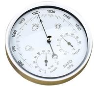 Station météorologique - Thermomètre - Baromètre - Hygromètre - Acier inoxydable - Ø14 cm