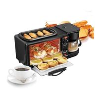 Station Petit-déjeuner 3 en 1, 9 L, Machine 3 en 1 avec Fonction cafetière/poêle à Frire, Four électrique avec minuterie et contrôle de la température, pour Pain, œufs, sandwichs, Bacon et saucisses.