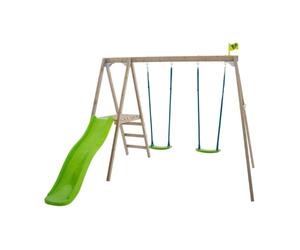 Station THYMÉLÉE 2 balançoires - Toboggan - kit d'ancrage - Bois FSC® h200 cm