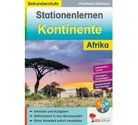Stationenlernen Kontinente / Afrika: Übersichtliche Aufgabenkarten dreifach differenziert