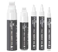 STATIONERY ISLAND Stylo Craie Pour Tableau Noir Effacable, Marqueur Craie Effacable, Feutre Craie pour le Verre Fenêtre, Blanc Lot de 5