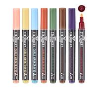 STATIONERY ISLAND Stylo Craie Pour Tableau Noir Effacable, Marqueur Craie Effacable, Feutre Craie pour le Verre Fenêtre, 3MM Lot de 8, Ton Terreux