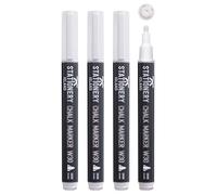 STATIONERY ISLAND Stylo Craie Pour Tableau Noir Effacable, Marqueur Craie Effacable, Feutre Craie pour le Verre Fenêtre, Blanc 3MM Lot de 4
