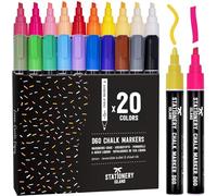 STATIONERY ISLAND Stylo Craie Pour Tableau Noir Effacable, Marqueur Craie Effacable (Lot de 20), Feutre Craie Effaçable pour Tableau Noir, Vitre, Window Color et Ardoise, Feutre Vitre Effacable 6MM