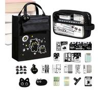 Stationery Set | Cartoon Black Cat Student Stationery Kit Organizer