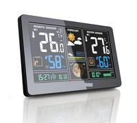 Station'meteo, Station météo, thermomètre intérieur et extérieur sans fil, horloge atomique à affichage de 7.5 pouces avec prévisions météorologiques et baromètre(3 Black)