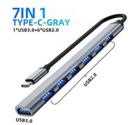 Stations d'accueil Hub USB C 8 en 1,adaptateur compatible HDMI 4K,séparateur de Type C vers HDMI pour Macbook,accessoires informatiques - Type 1xUSB3.0 6xUSB2.0