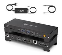 Stations d'accueil pour Ordinateur Portable 3 écran 4K60Hz Docking Station Thunderbolt 4 100W 10Gbps USB-C/A with 3.5mm MicroSD und SD(iOS ne Prend Pas en Charge Les Extensions d'écran)