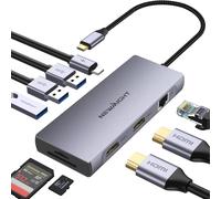 Stations D'Accueil Usb C Double Moniteur, 9 En1 Dual Hdmi Adapter,Avec 2 Hdmi 4K, 1 Gbps Ethernet, Pd 100W Charging, 3 Usb 3.0, Sd/Tf Reader, Pour/Dell/Hp