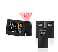 Stations météorologiques, Météo Station Capteur Projection Réveil Snooze Fonction Table de rétroéclairage coloré Table de bureau à LED avec humidité de la température(3pcs Outdoor Sensor)