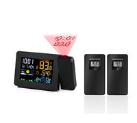 Stations météorologiques, Météo Station Capteur Projection Réveil Snooze Fonction Table de rétroéclairage coloré Table de bureau à LED avec humidité de la température(2pcs Outdoor Sensor)