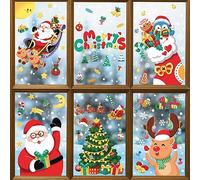 Statique Autocollant Noel Fenetre Double Face Père Noël Bonhomme De Neige Stickers Arbres Camion Pour Deco NoëL Intérieur(C)