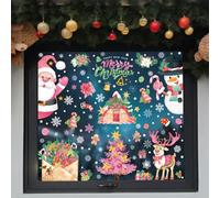Statique Décoration de Noël Fenetre Stickers Double Face Autocollant Fenetre Flocon de Neige Stickers Fenetre Noel pour Deco NoëL Intérieur(L)