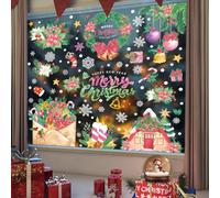 Statique Décoration de Noël Fenetre Stickers Double Face Autocollant Fenetre Flocon de Neige Stickers Fenetre Noel pour Deco NoëL Intérieur(F)