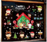 Statique Decoration Fenêtre Autocollant Noël Double Face Père Bonhomme De Neige Stickers Pour Deco NoëL Intérieur(P)