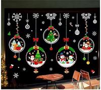 Statique Decoration Fenêtre Autocollant Noël Double Face Père Bonhomme De Neige Stickers Pour Deco NoëL Intérieur(J)