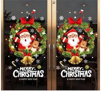 Statique Decoration Fenêtre Autocollant Noël Double Face Père Bonhomme De Neige Stickers Pour Deco NoëL Intérieur(V)