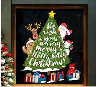 Statique Decoration Fenêtre Autocollant Noël Double Face Père Bonhomme De Neige Stickers Pour Deco NoëL Intérieur(M)